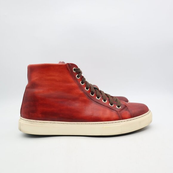 Magnanni Brando Men's Size US 9 M High Top Lace Up Sneakers Brown Red Leather - Picture 1 of 14